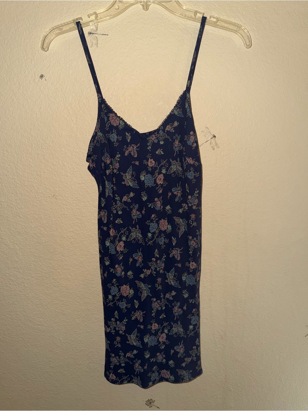 Navy Floral Free People Slip Dress with Spaghetti Straps